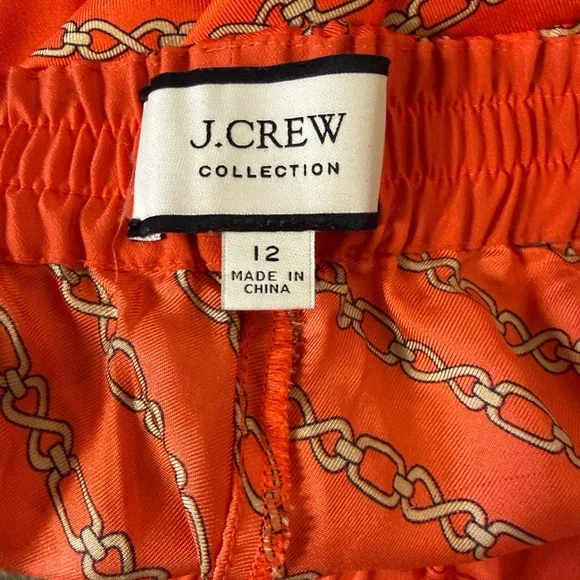 J CREW pull-on silk pant in red chains print Size 12 - Picture 4 of 11